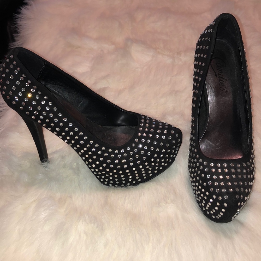 Black Stilettos with Diamond Embellishments